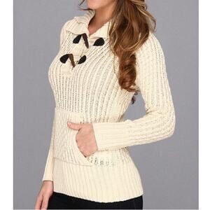 Rip Curl Sweater Women's Medium Beige Luna Pullover Chunky Knit Beach Pockets